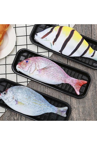 Yaratıcı Hediye Balık Şeklinde Kalem Çantası Kalem Kutusu Fermuarlı Kese Okul Kırtasiye Simülasyonu Tuzlu Balık Deniz Balığı Kalem Kutusu 2 Adet D- Whitebait Lüfer Çok Renkli