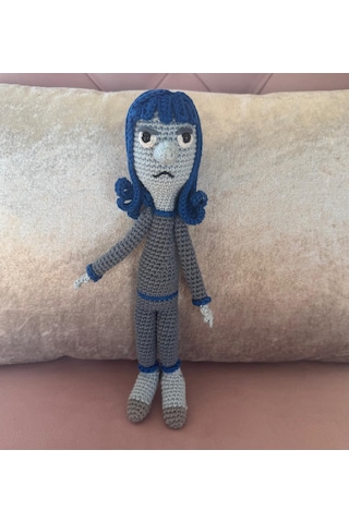Insıde Out Bored Sıkıldım Amigurumi Oyuncak 24 Cm Gri - Mavi