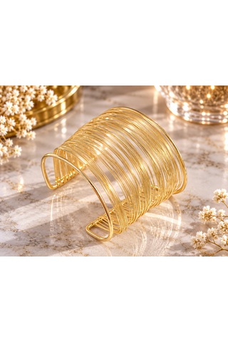 Terragolds Çelik Tel Sarma Model Gold Renk Kadın Bileklilk - Bb7895 Altın