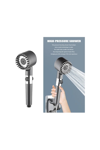 Ximistore9 Yüksek Basınçlı Masajlı Duş Başlığı - Filtreli, Ayrılabilir, Rahatlatıcı Koyu Gri