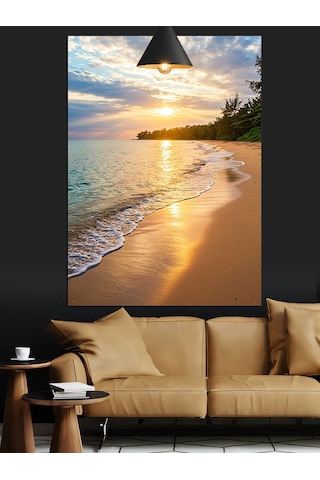 Sahilde Gündüz Plaj Manzarası Dekoratif Kanvas - Mdf Ahşap Tablo