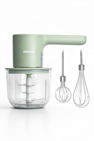 Deltome Pulsemix DLT-3410 2'si Bir Arada Doğrayıcı ve Çırpıcı Şarjlı El Mikseri Yeşil