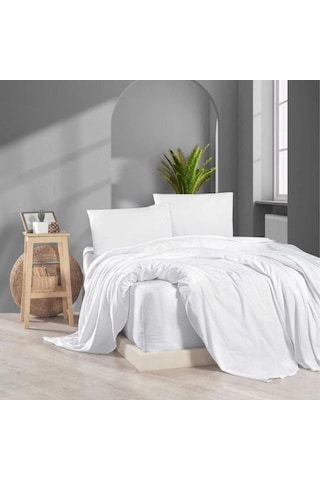 Naturıca Pamuk Tek Kişilik Otel Nevresim Takımı 82 Tel Beyaz