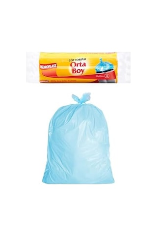 Orta Boy Çöp Torbası 15&apos Li 55x60 Cm, Sızdırmaz & Dayanıklı, Çift Katlı, Geri Dönüştürülebilir Orta Boy Çöp Poşeti, Mutfak, Ofis, İlk Yardım Çantası, Okul, Kantin, Market, Bahçe, Balkon