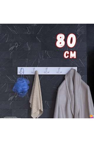 Modilayn Arı Serisi 76,4x9,6 Cm 15 Kancalı Banyo Askısı - 5'li Set Ekstra Düzen Ve Yer Tasarrufu Beyaz