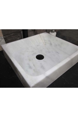 Afyon Beyaz Mermer Modern Kare Lavabo