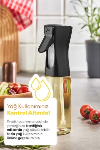 Vienev Püskürtmeli Sprey Yağdanlık Cam Şişe - Izgara Fritöz Salata Yağ Püskürtücü Siyah