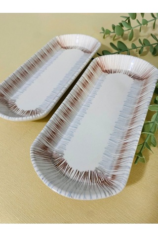 Blue Eyes 2 Adet Oval Kahvaltı Tabağı Kahve Mavi