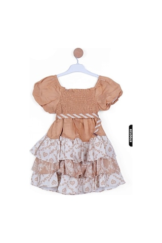 Xo Kids Kız Çocuk Elbise 4-8 Yaş 23108 Kahverengi