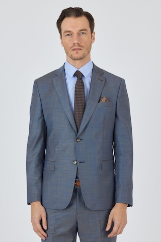 İmza Mavi Mono Yaka Düz 2 Düğme Classic Yünlü Slim Fit Takım Elbise 1001250175 Mavi