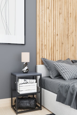 Metal Ayaklı Dekoratif Tel Raflı Komodin Antrasit Gri Antrasit