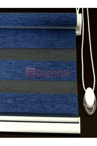 Buperde Lacivert Bambu Zebra Stor Perde