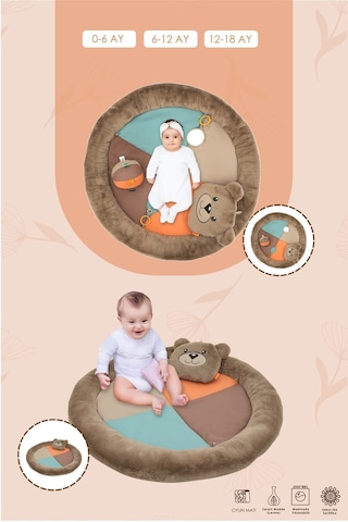 Mordesign Bebek Oyun Alanı, Morbear Bebek Aktivite Matı, Yumuşak Oyun Matı, Baby Gym Serisi, Kahverengi