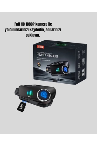 Q28 Full Hd Kameralı Motosiklet Kask Kulaklığı 45 Saat Müzik, Ipx6 Su Geçirmez 88847017
