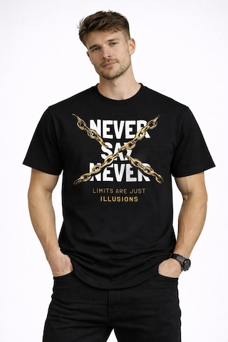 Herkesemoda Never Say Detaylı Basic T-shirt Siyah