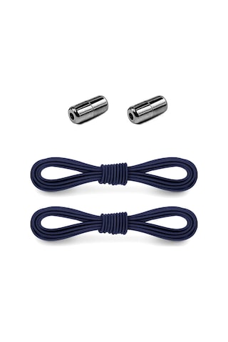Ayarlanabilir 1 Çift Lacivert Vidalı Kapsül Uçlu Yuvarlak Lastik Pratik Bağcık Lacivert