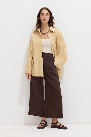 Manuka Çizgili Pamuklu Gömlek Sarı Çizgi Sarı