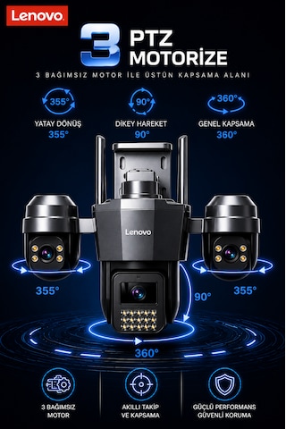 Lenovo 4g Pro 360 - Solar Panelli Kamera, Her Ay 15gb Turkcell 1 Yıl li, 7/24 Güvenlik Seti