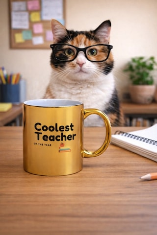 Cool Teacher Kupa Bardak Altın Rengi Altın