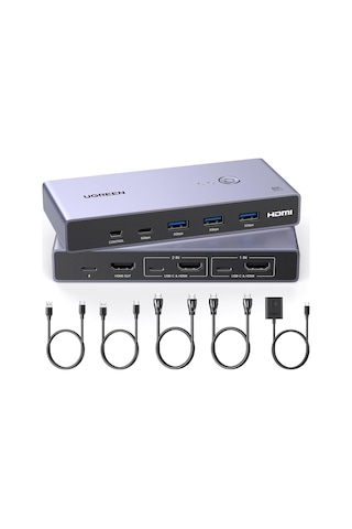 Ugreen 8k Hdmı Kvm Switch 2-in-1, 2xhdmı In, 2xusb-c In, 1 Hdmı Out, 3 Usb-a, 1 Usb-c, 1 Mini Usb, 25961