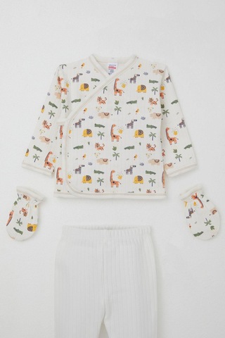 Breeze Erkek Bebek Hastane Çıkışı 5 Li Bebek Hayvanat Bahçesi 0-3 Ay, Ekru Ekru