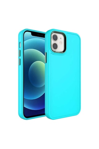 Apple Uyumlu iPhone 11 Kılıf Metal Çerçeve Ve Buton Tasarımlı Sert Zore Botox Kapak Turkuaz