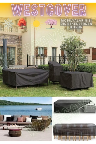 Bahçe Mobilyası Koruma Örtüsü Brandası Premium Kalite 300x160cm Siyah Siyah