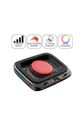Coofbe Profesyonel Yükseklik Ayarlı 2400rpm Rgb Işıklı Laptop Soğutucu Turbo Soğutma Radyatörü 14-19.3inç