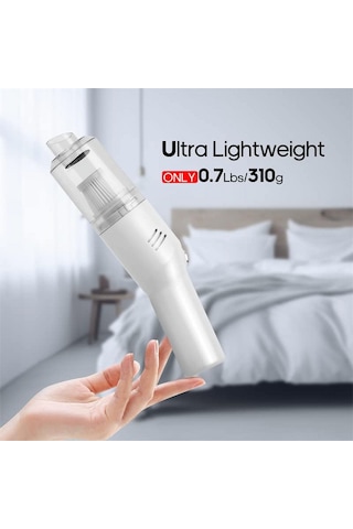 Yaozixa 10000pa Süction 120w Hızlı Şarjlı Type-c Kablosuz Araç Süpürgesi - Kuru/ıslak Kullanım, Evcil Hayvan Tüyü Temizliği, Mini El Tipi Beyaz