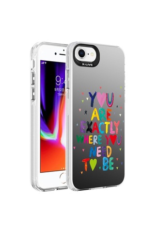Apple Uyumlu iPhone 8 Kılıf Desenli Zore Silver Sert Kapak You