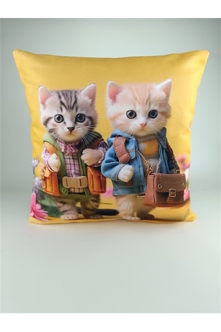 Mrs.gugar Kedi Desenli Kırlent Kılıfı -95 Mrs.gugar Kedi Desenli Kırlent Kılıfı -95