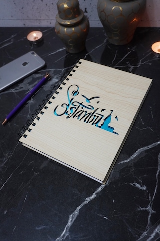 Istanbul Konsept Tasarım Ahşap Kapaklı Defter - Ajanda - Notebook Defter Düz Ahşap Rengi Banu