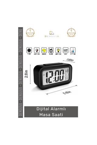 Saat Dijital Akıllı Sensörlü Işıklı Termometreli Ev Dekoratif Sessiz Alarmlı Masa Çalar Saat Çok Renkli