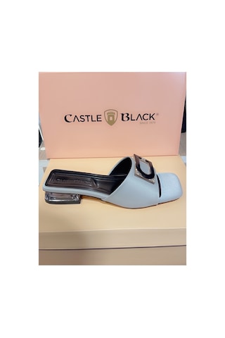 Arme Cıty Castle & Black Ac35828 Kısa Topuk Önü Taşlı Rahat Şık Terlik Gri Buz
