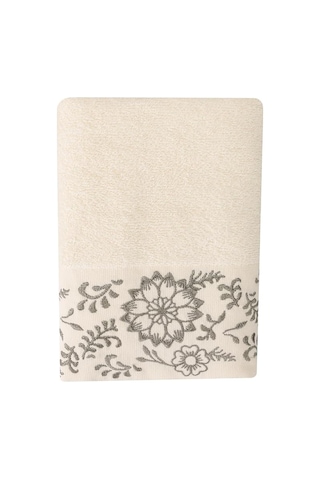 Porland Sty Akra Nakışlı Krem Havlu 50x90 Sku: Smg8690010218315 Açik Gri