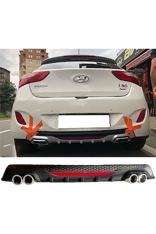 Hyundai İ20 Siyah Difüzör Difizör Yuvarlak Egzoz Görünüm Reflektörlü