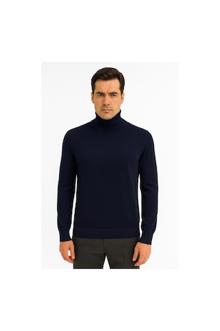 Huffa Erkek Slim Fit Boğazlı Erkek Triko-7430 Lacivert