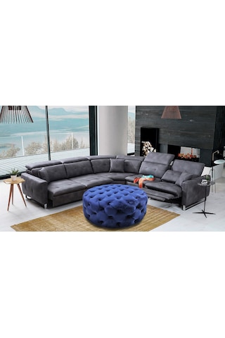 Yuvarlak Chester Model Kapitoneli Oval Orta Puf- Modern Puf