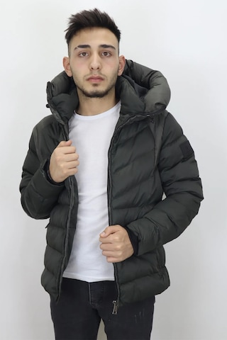 Rodrigo Dmctekstil Erkek Haki Yeşil Kapüşonlu Spor Kesim Rahat Kalıp Kolları Lastikli Kışlık Mont