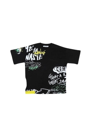 Jack Lions Erkek Çocuk Pamuklu Yazılı Tshirt-14153-siyah Siyah