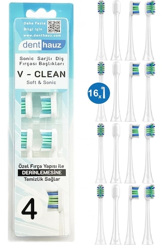 V Clean Sonic Soft Temizlik - Philips Sonicare Uyumlu 16 Adet Yedek Başlık