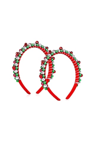 2'li Paket Noel Kafa Bandı Ve Noel Çanı Saç Bandı Kız Çocuk Saç Bandı Kırmızı Yeşil Gümüş Saç Aksesuarları Çok Renkli