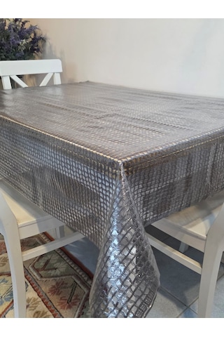 İthal Silinebilir Pvc Masa Örtüsü Kaymaz Tabanlı, Kumaş Görünümlü Pvc Masa Örtüsü İthl017 Siyah