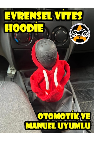 Akgüneş Motogaraj Kırmızı Vites Kılıfı Hoodie Universal Manuel Otomatik Araç Ve Kamyon Uyumlu Yerli Üretim A Kalite Vites Koruyucu