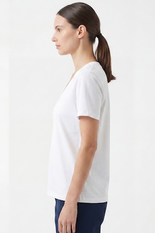 Goffra Kadın Vision V Yaka Premium Kalite Yoğun Dokulu Pamuklu T-shirt Beyaz W102-r0220-01