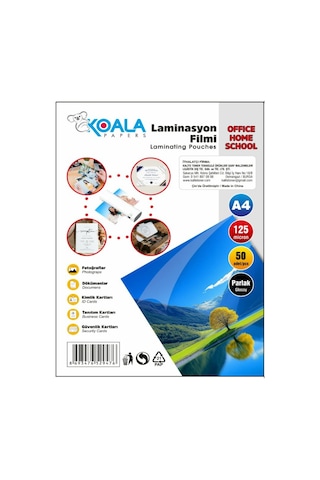 Laminasyon Filmi A4 125 Micron 50 Lü Yüksek Kalite Koruma Ve Parlaklık