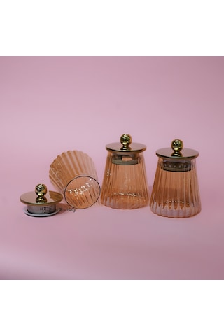 Rose Deluxe Cam 3'lü Baharat Takımı Amber