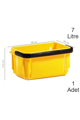 7 Litre Plastik Kozmetik Alışveriş El Sepeti Sarı 1 Adet / En:20 Boy:30 Yükseklik:13,5 Cm Sarı