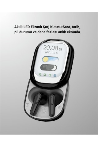 Akıllı Ekranlı Bluetooth 5.4 Kablosuz Kulaklık Dokunmatik Ve Şarj Kutulu - Diğer
