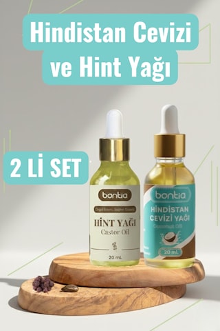 Hint Yağı & Hindistan Cevizi Yağı Seti 2x20 Ml Saç Bakımı, Cilt Bakımı, Doğal Yağlar 40 ML